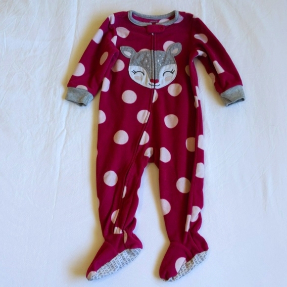 carter's 3-pack fleece zipper footie sleeper pajamas bundle 12 months baby girl - Picture 9 of 10